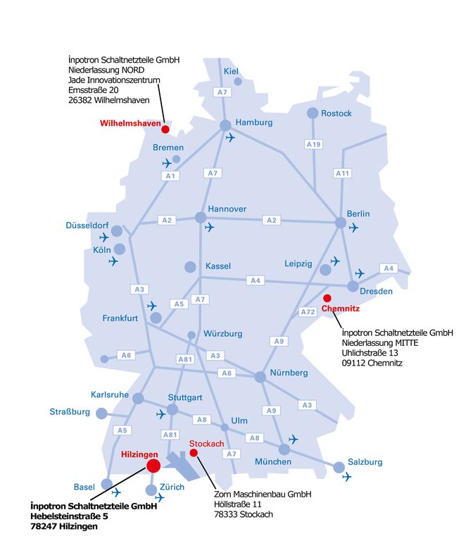 inpotron Standorte Deutschland